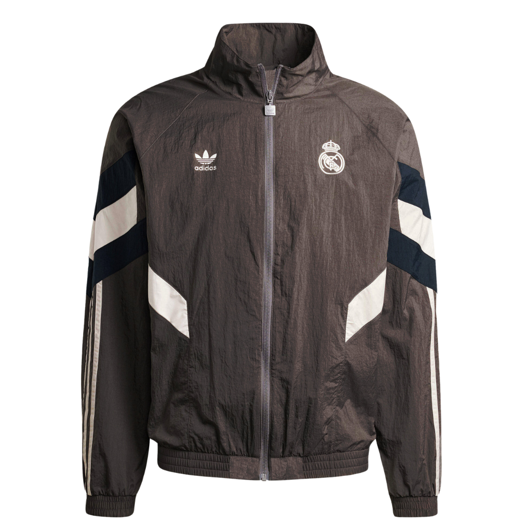 adidas Real Madrid ウィンドブレーカー グレー Real Madrid Retro Windbreaker Jacket - Gray – Retro Football Shirts